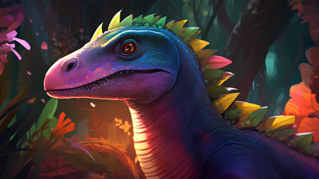 dinosaur in the jungle. 3d render illustration of a monsterの素材