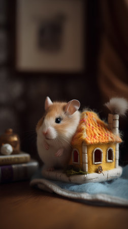 Hamster in the form of a house and a toy house.の素材
