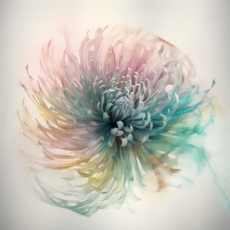 abstract floral background with chrysanthemum flower in watercolor techniqueの素材