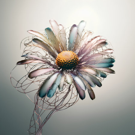 Beautiful flower made of feathers. 3d rendering, 3d illustration.の素材