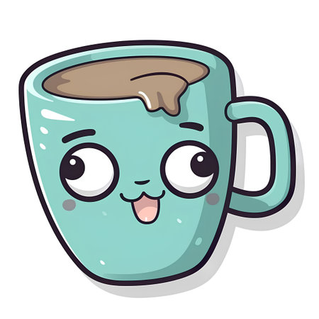 Coffee mug kawaii cartoon character vector illustration graphic designの素材