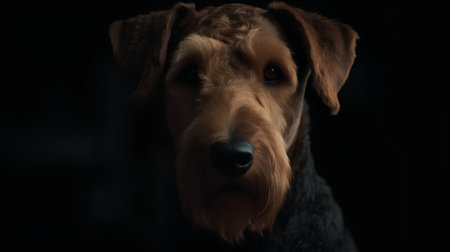 Portrait of a Dachshund dog on a black backgroundの素材