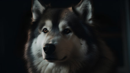 Portrait of a beautiful alaskan malamute dog.の素材