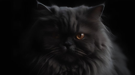 Portrait of a persian cat on a black background. Close-up.の素材
