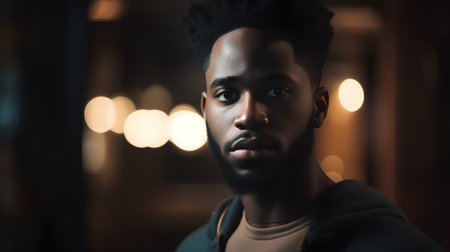 Portrait of a handsome african american man looking at cameraの素材