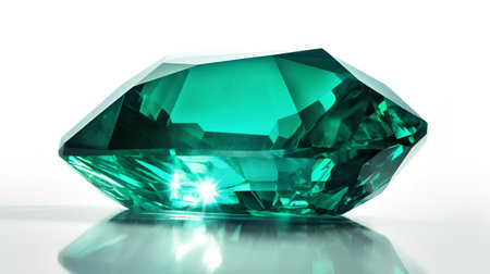 Emerald on a white background. 3d rendering. Computer digital drawing.の素材
