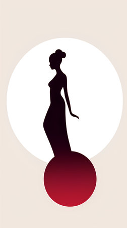 Silhouette of beautiful woman in evening dress. Vector illustration.の素材