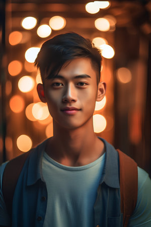Portrait of a handsome young asian man looking at camera.の素材
