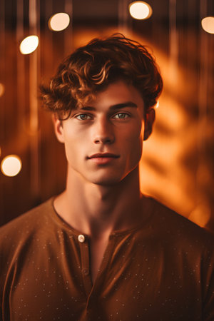 Portrait of a handsome young man. Men's beauty, fashion.の素材