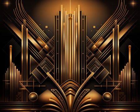 Abstract background with golden geometric elements. Vector illustration. Eps 10.の素材