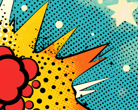 Comic book explosion background with halftone dots. Vector illustrationの素材