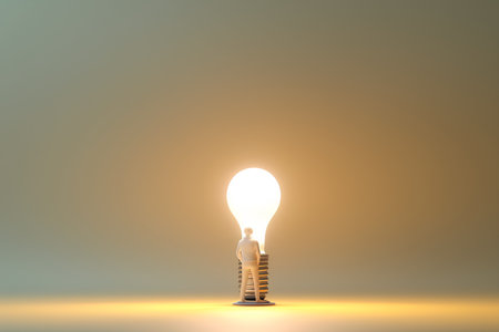 Idea concept with light bulb. 3d render illustration isolated on backgroundの素材