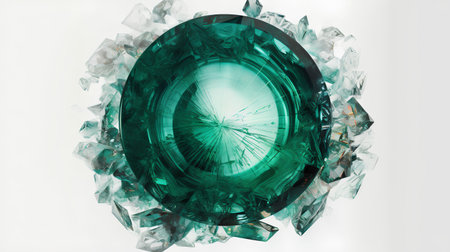 Emerald gemstone on white background. 3D rendering and illustration.の素材