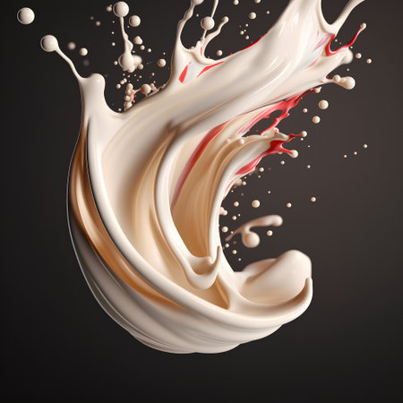 3d render, abstract background with a splash of milk, chocolate or cocoa.の素材