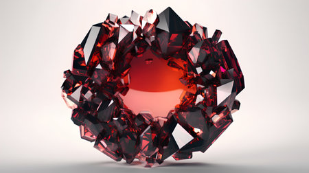 Red diamond on a white background. 3D rendering. 3d illustration.の素材