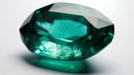 Green sapphire on a white background. 3d rendering.の素材