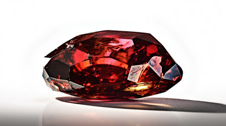 Red gemstone on a white background. 3d rendering, 3d illustration.の素材