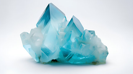 Aquamarine crystal isolated on white background. 3d illustrationの素材
