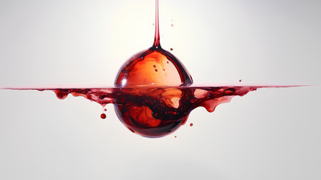 Red water drop splashing isolated on white background. 3d renderingの素材