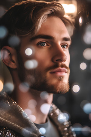 Portrait of a handsome young man. Men's beauty, fashion.の素材