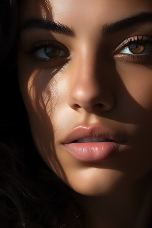 Portrait of a beautiful young brunette woman. Close-up.の素材