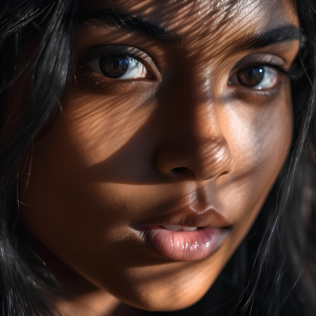 Portrait of a beautiful young asian woman with blue eyes.の素材