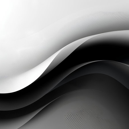 Black and white abstract background with smooth wavy lines. Vector illustrationの素材