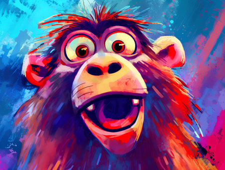 Portrait of a funny monkey. The monkey is smiling. Vector illustration.の素材