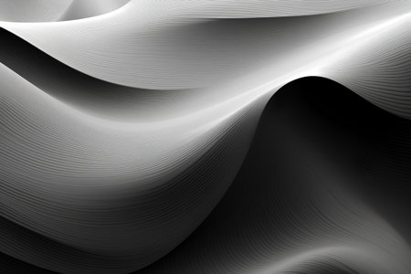 abstract background with smooth wavy lines in black and white colorsの素材
