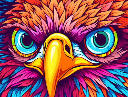 Eagle head on colorful background. Vector illustration for your design.の素材