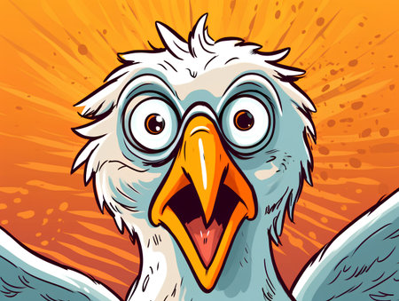 Eagle head with big eyes. Cartoon style. Vector illustration.の素材
