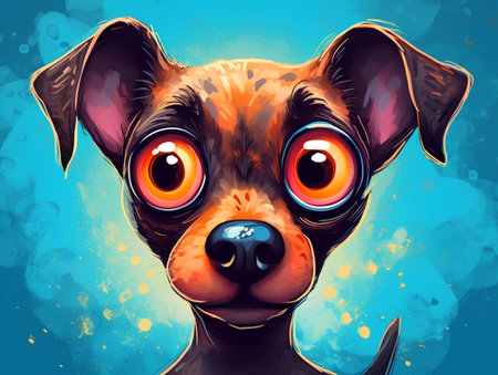 Portrait of a dog with big eyes. Digital painting. Illustration.の素材