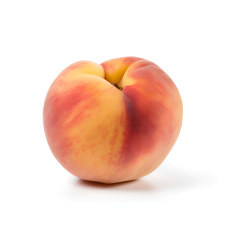 Ripe peach fruit isolated on white background. Clipping path.の素材