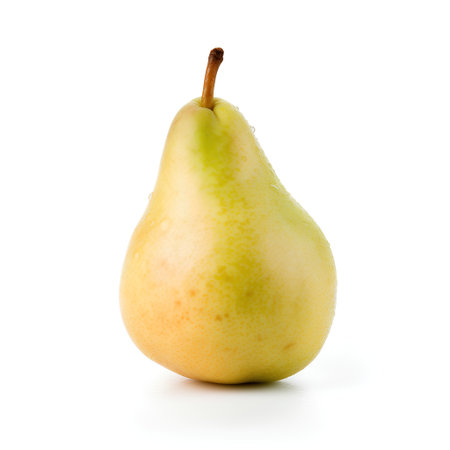 Ripe pear isolated on white background. Clipping path included.の素材