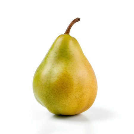 Ripe pear isolated on white background. Clipping path included.の素材