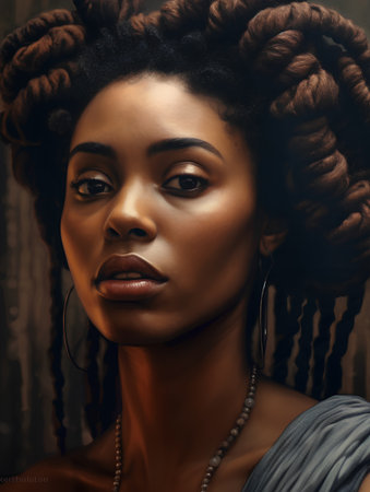 Portrait of a beautiful african american woman with dreadlocks.の素材