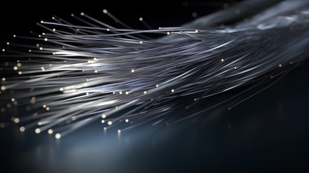 Fiber Optic cables isolated on black background. 3d illustrationの素材