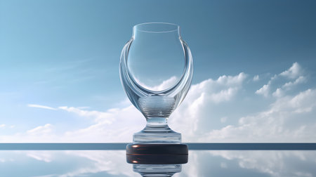 Empty wine glass on the background of the sky. 3d renderingの素材