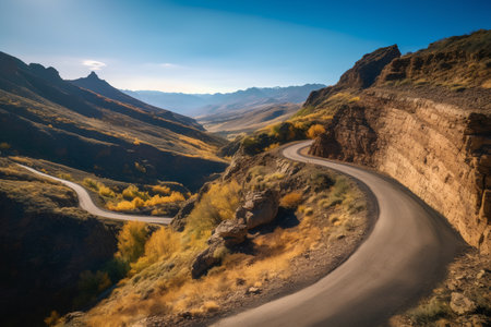 Mountain road in the Altai mountains, Siberia, Russia.の素材