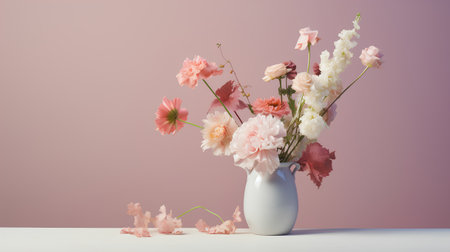Flower bouquet in vase on table. 3d renderingの素材