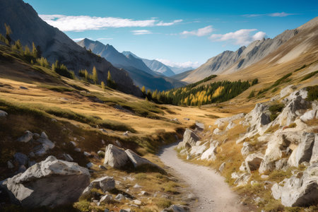 Autumn alpine landscape in the mountains. The concept of active, ecological and photo tourismの素材