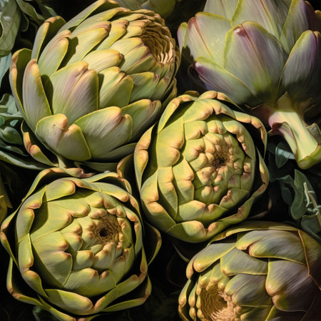 artichokes in a market, close up of artichokeの素材