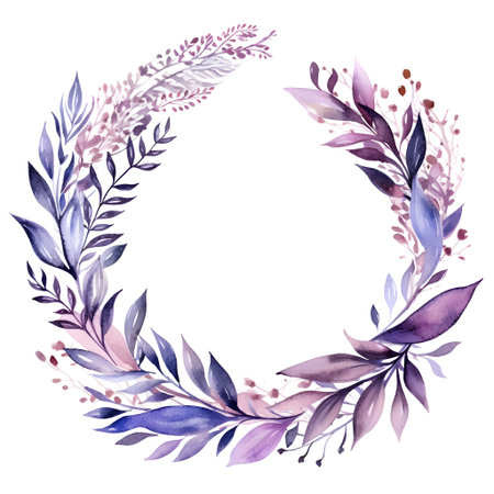 Watercolor floral wreath. Hand drawn illustration isolated on white backgroundの素材