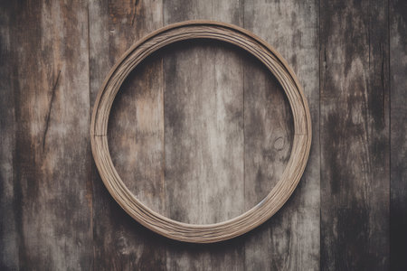 Wooden frame on the old wooden wall background. Vintage style.の素材