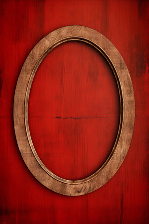 Wooden frame on a red grunge background. 3d renderingの素材