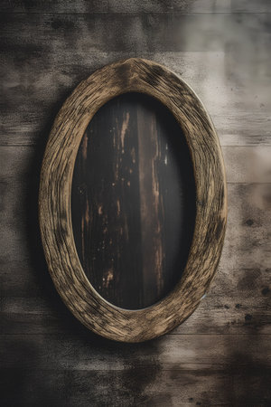 Wooden frame on grunge background. 3d render illustration.の素材
