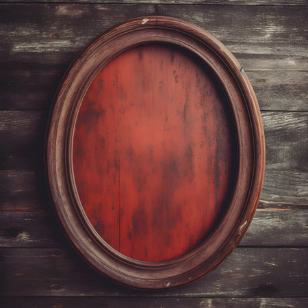 Wooden frame on the old wooden wall background. Vintage style.の素材
