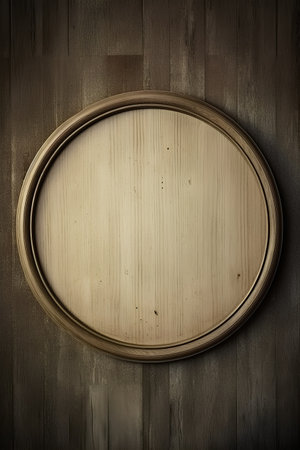 wooden plate on wood wall for add text or design work.の素材