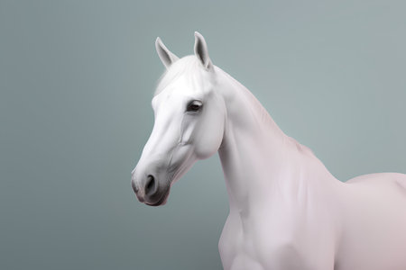 White horse head isolated on gray background. 3d rendering, 3d illustrationの素材