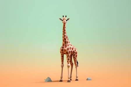 Giraffe isolated on gradient background. 3d render illustration.の素材